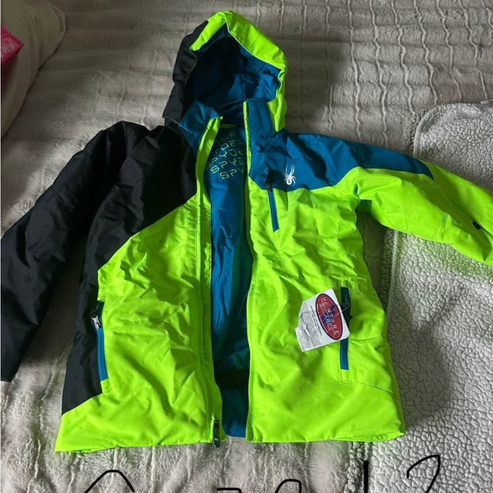 Spyder Green and Black Puffer Jacket with Hood